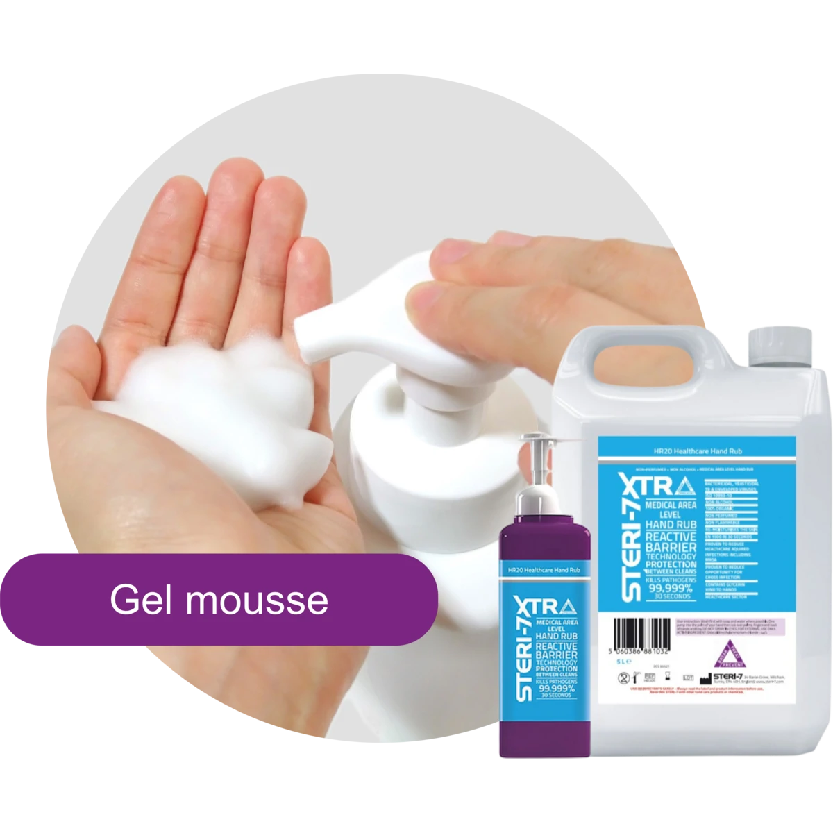Gel mousse désinfectant pour les mains STERI-7