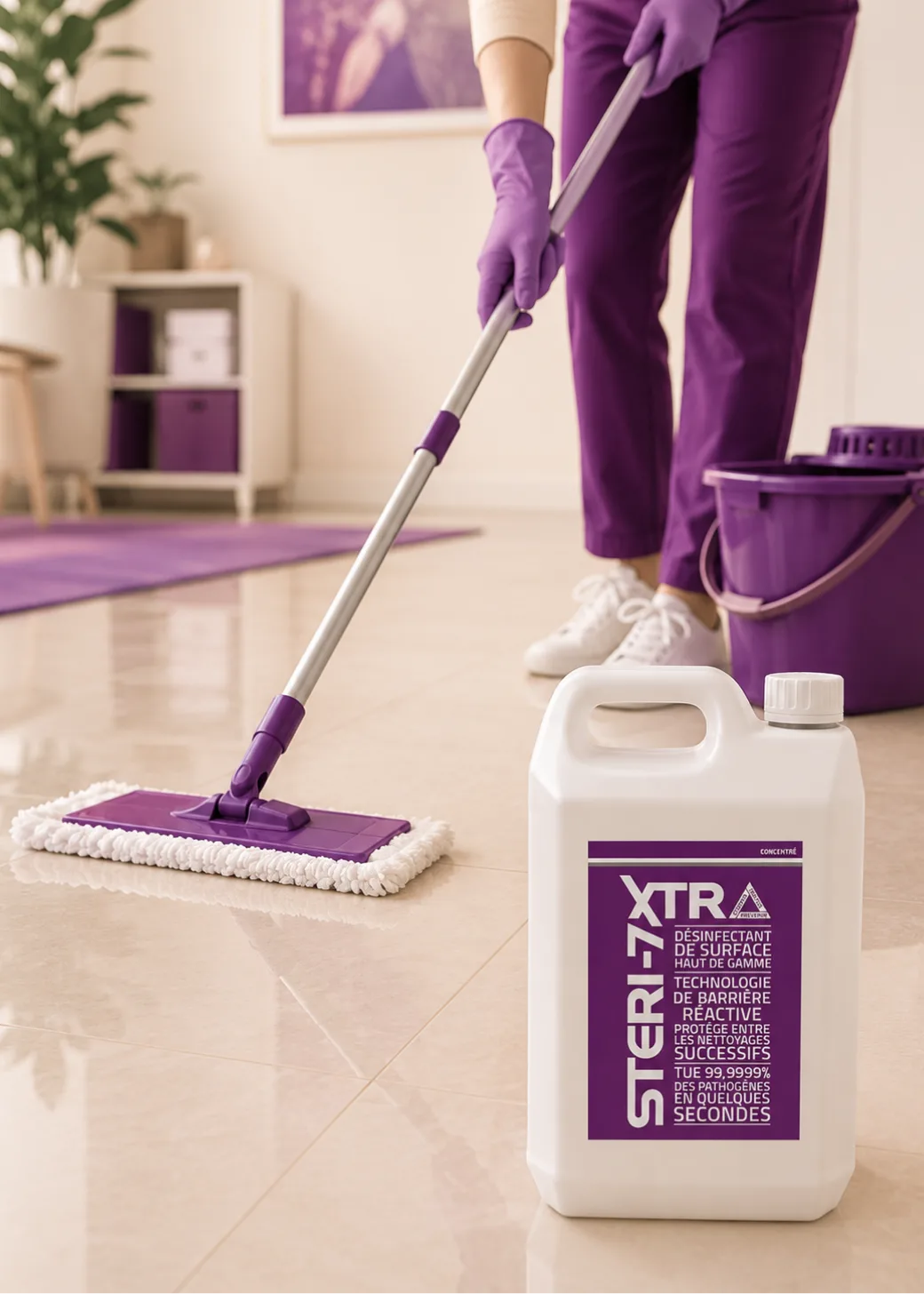 Désinfection d’un sol avec STERI-7 XTRA concentré