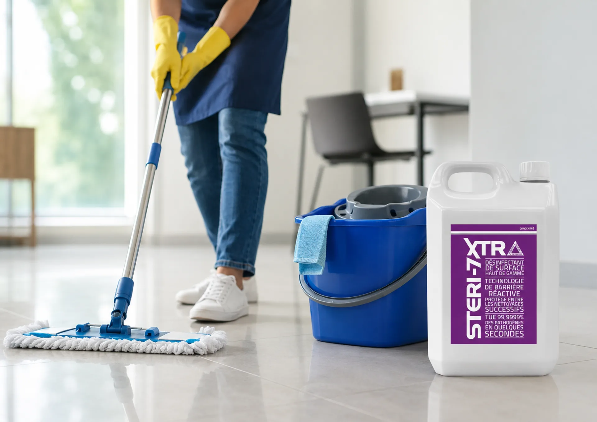 Désinfection d’un sol avec STERI-7 XTRA