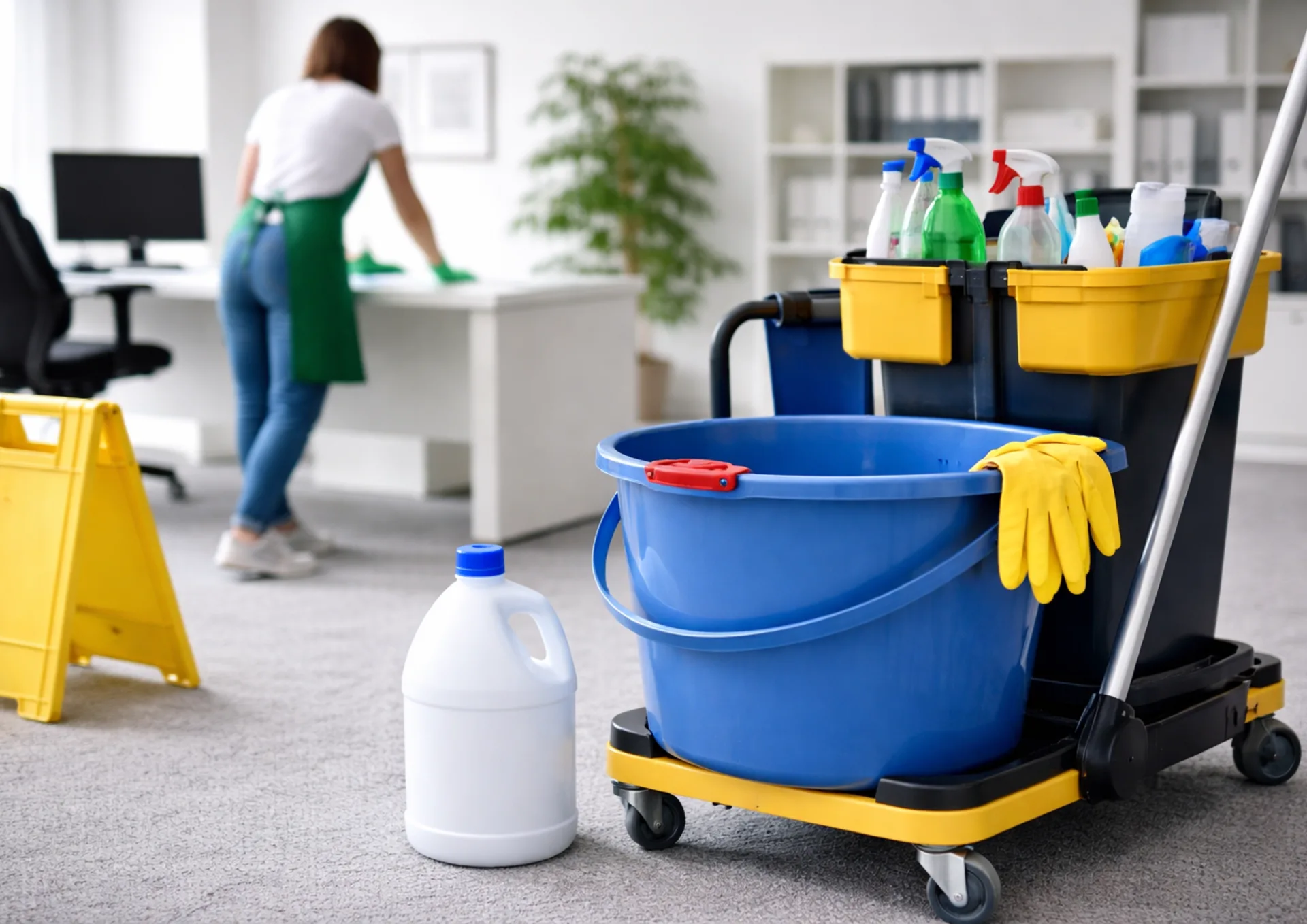 Chariot d’entretien dans un bureau