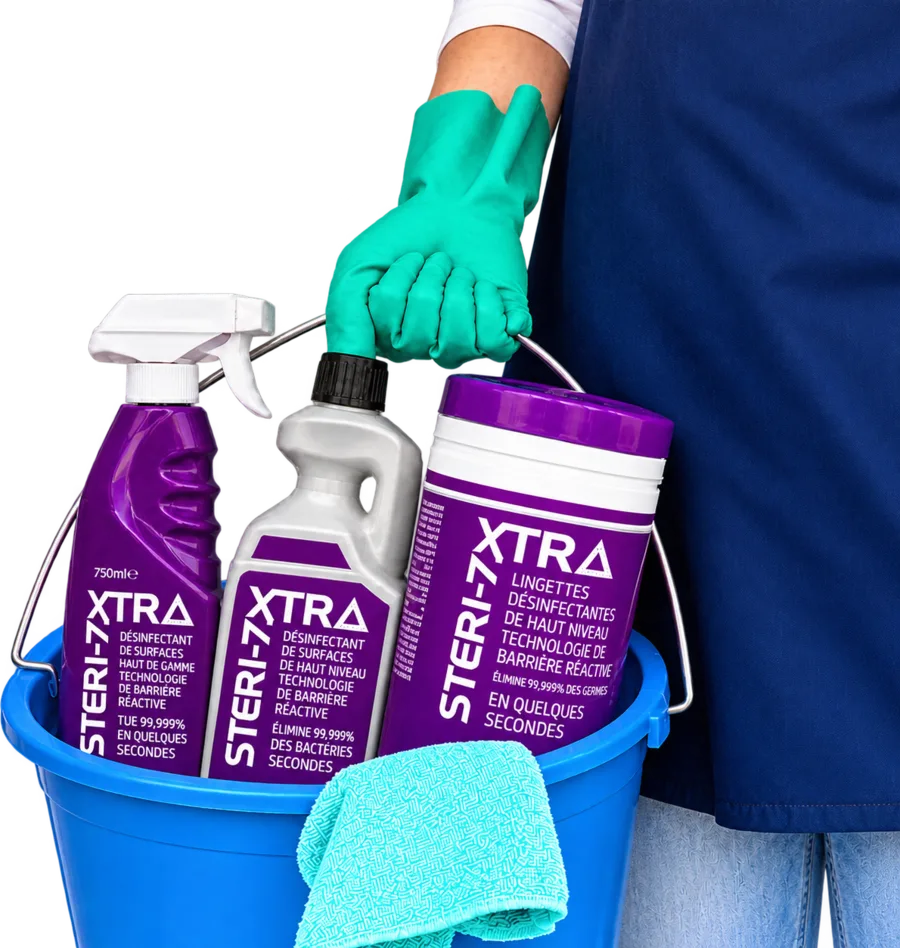 Seau d’entretien avec les désinfectants STERI-7 XTRA